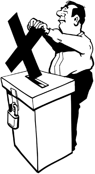 Voting man vinyl sticker. Customize on line. Politics 074-0049